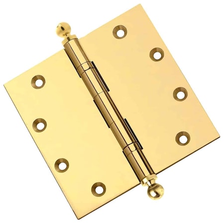 Embassy 5 x 5 Solid Brass Ball Bearing Hinge, Polished Brass Finish Ball Tips 5050BBUS3B-1
